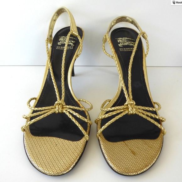 🆕🎁 NWT Burberry strappy gold leather sandals 10 - Picture 5 of 8
